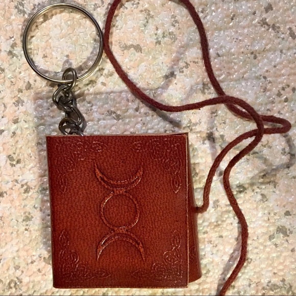 Other - Triple Moon Mini Leather Journal On Keychain